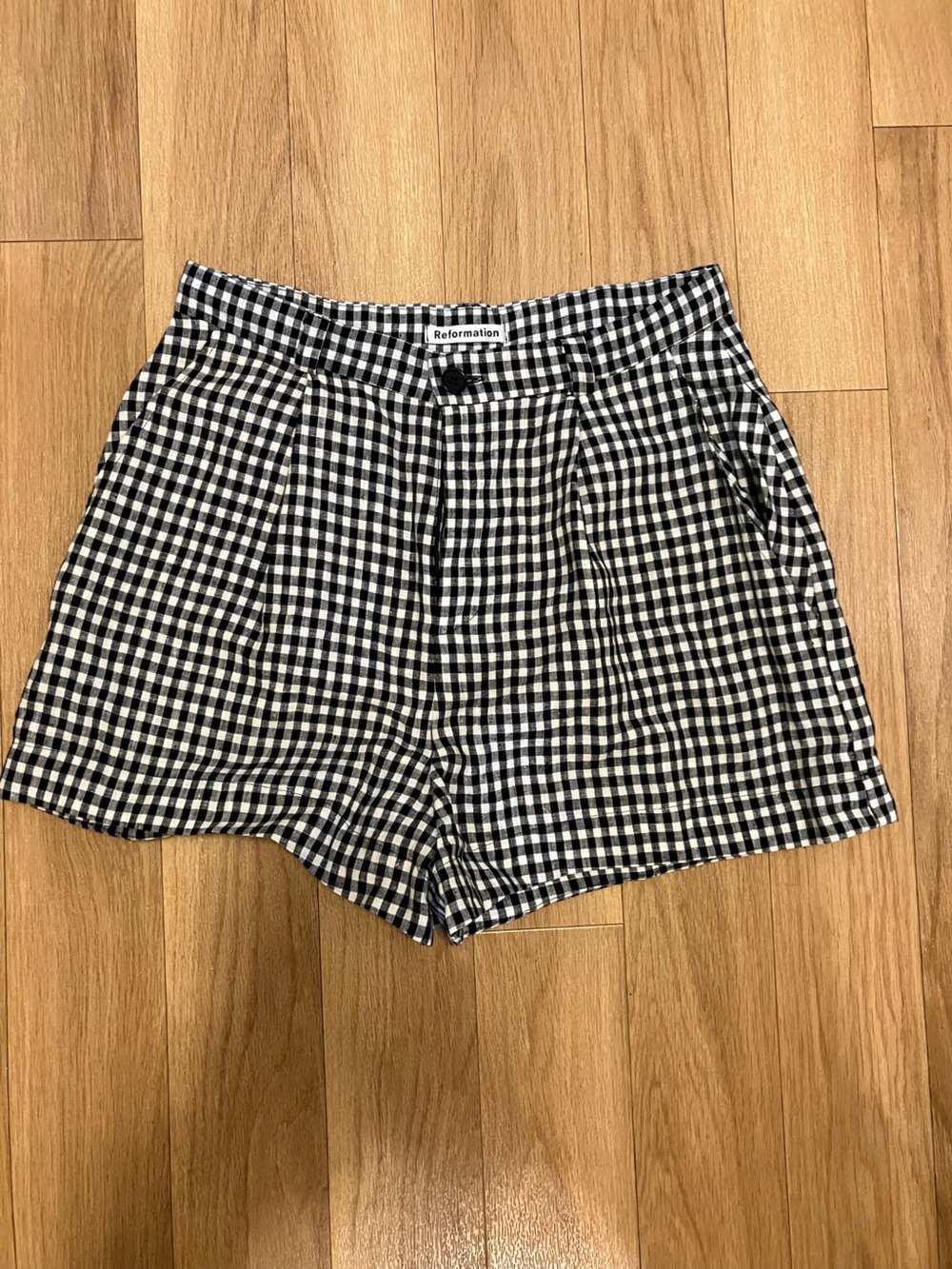 Reformation Black & White Gingham Shorts